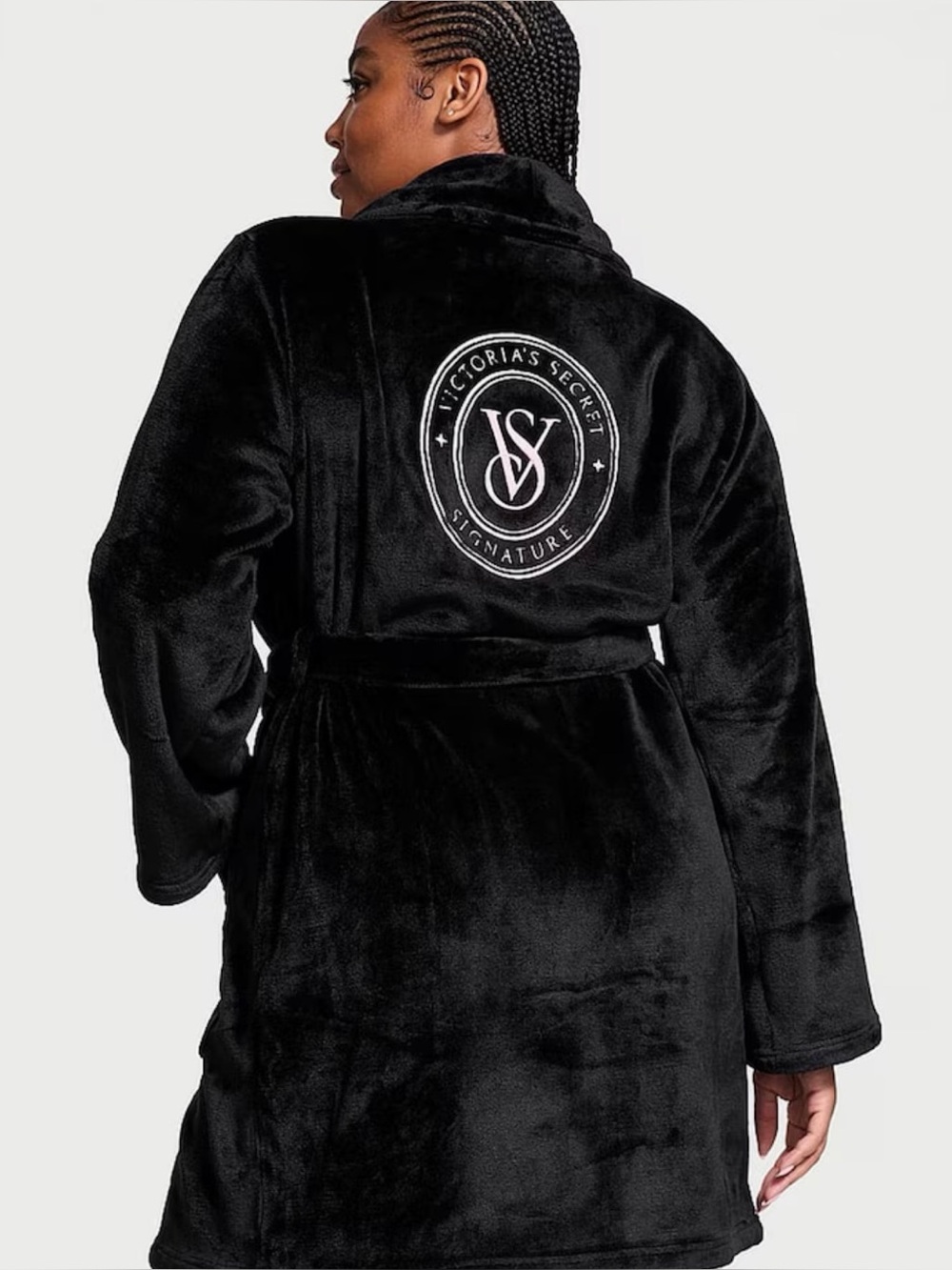 Victoria’s Secret Black Logo Fluffy Robe